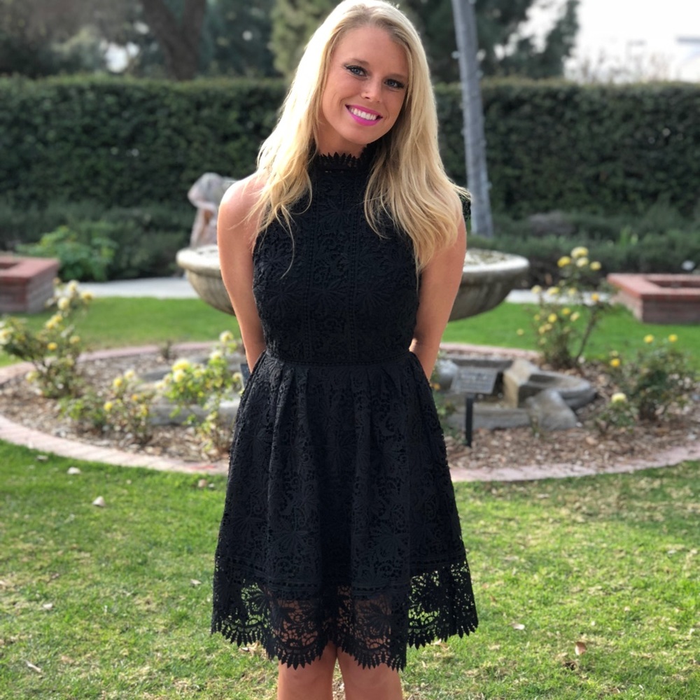 J.O.A. Black laced dress with choker neck